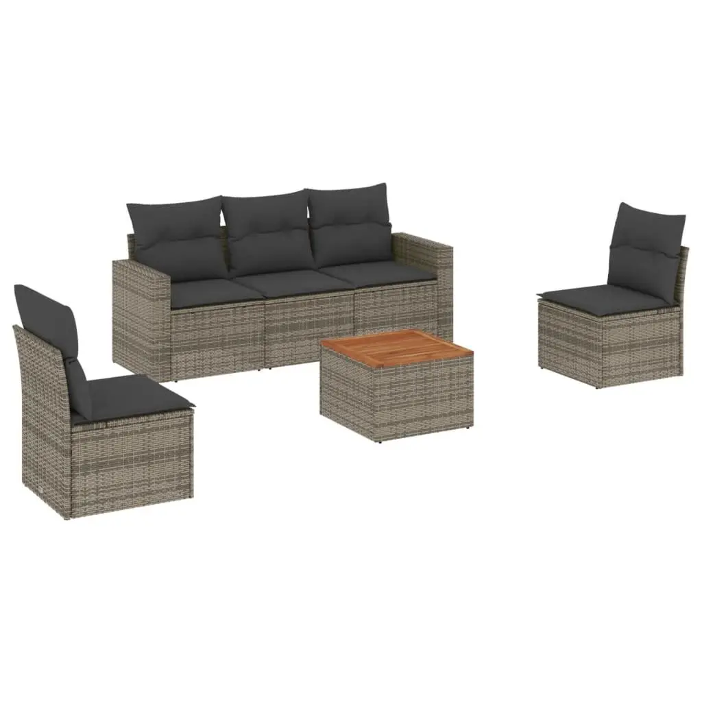 Garden Sofa Set 6 Piece Outdoor Furniture Modular Grey Patio Sectional