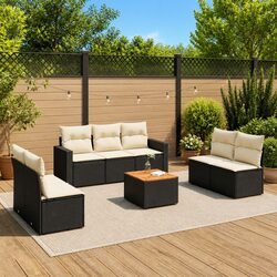 Comfortable 8-Piece Modular Garden Sofa Set in Black