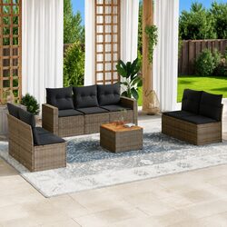 Comfortable 8 Piece Grey Rattan Garden Sofa Set for Outdoors