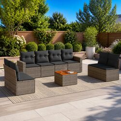 Comfortable 9 Piece Garden Sofa Set with Washable Covers