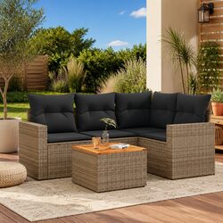 Garden Sofa Set 5 Piece Outdoor Furniture Patio Lounge Grey Rattan Modular
