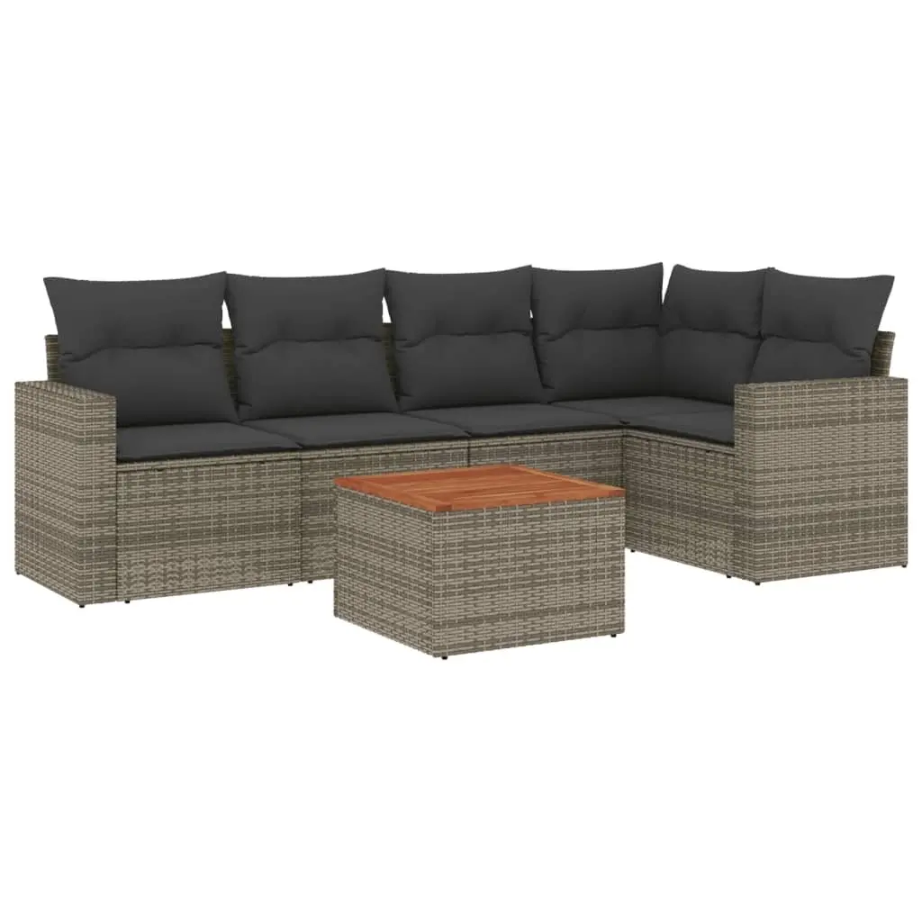 6 Piece Garden Sofa Set Grey Outdoor Furniture Patio Lounge with Cushions
