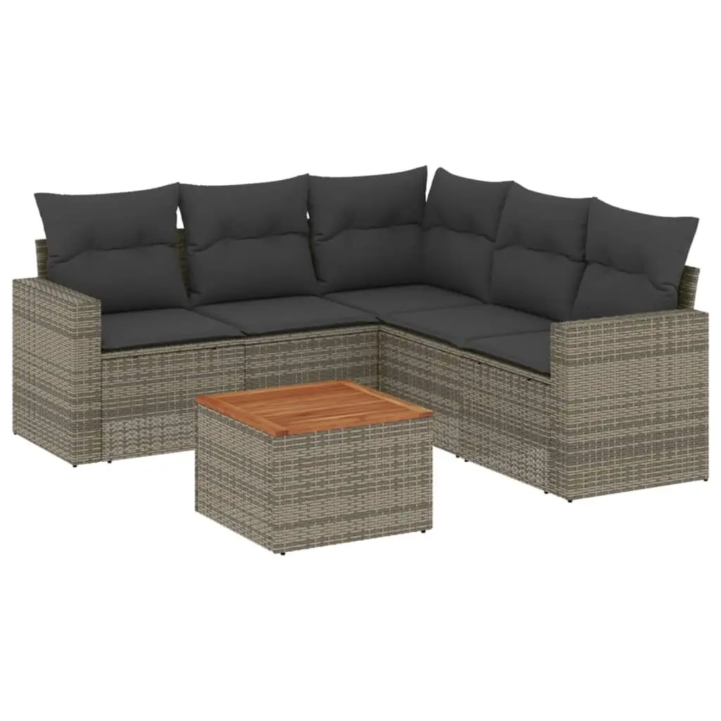 Garden Sofa Set Modular Outdoor Furniture 6 Piece Grey with Cushions