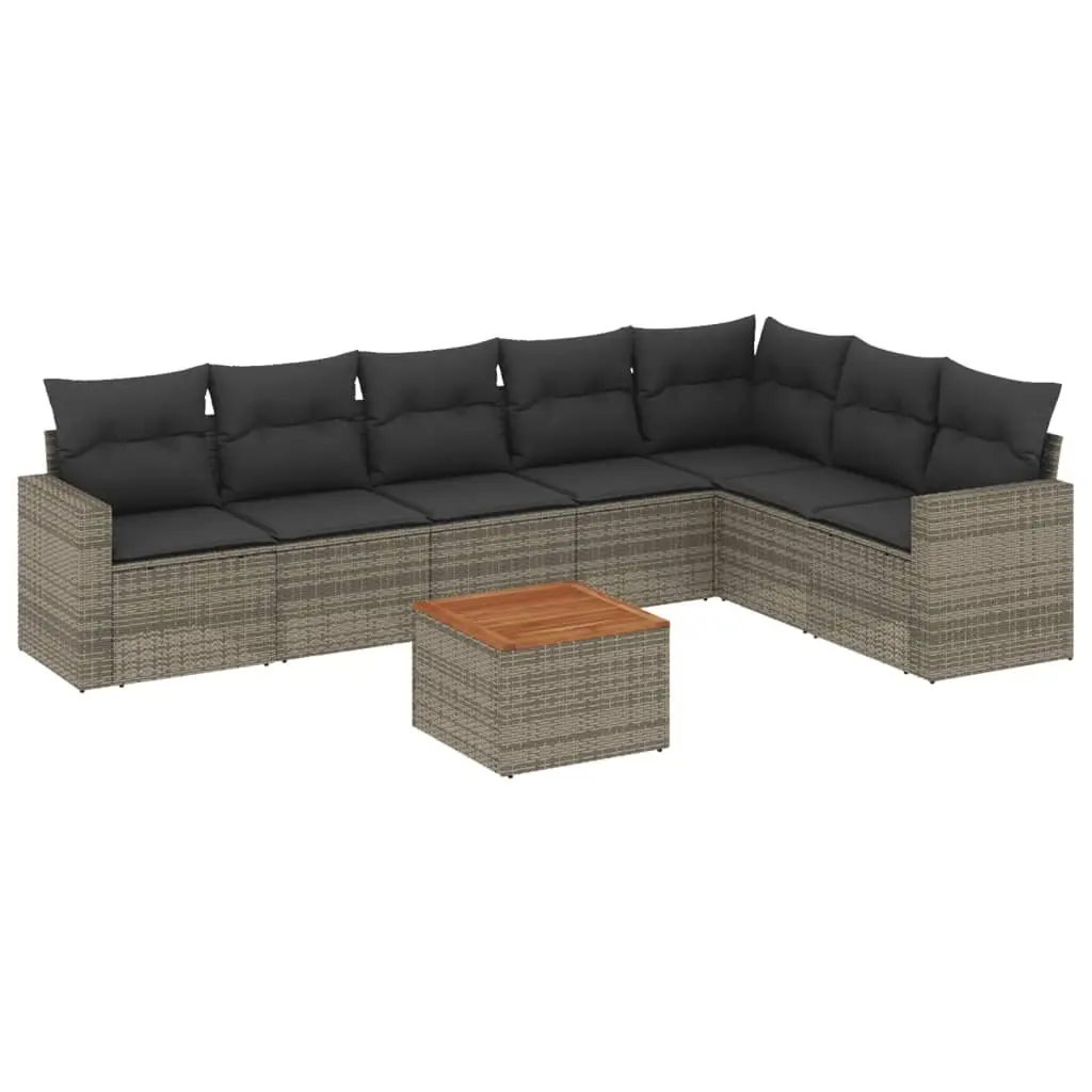 Garden Sofa Set 8 Piece Outdoor Furniture Modular Seating Grey Poly Rattan