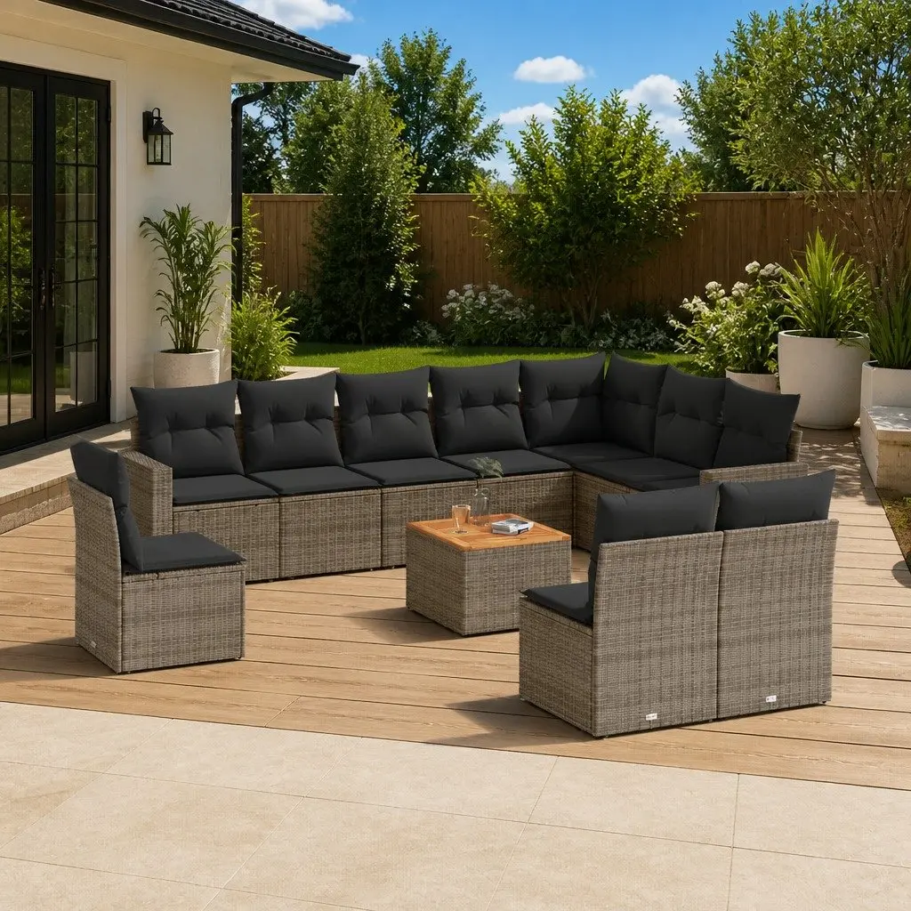 11 Piece Garden Sofa Set Outdoor Furniture Patio Sectional Grey