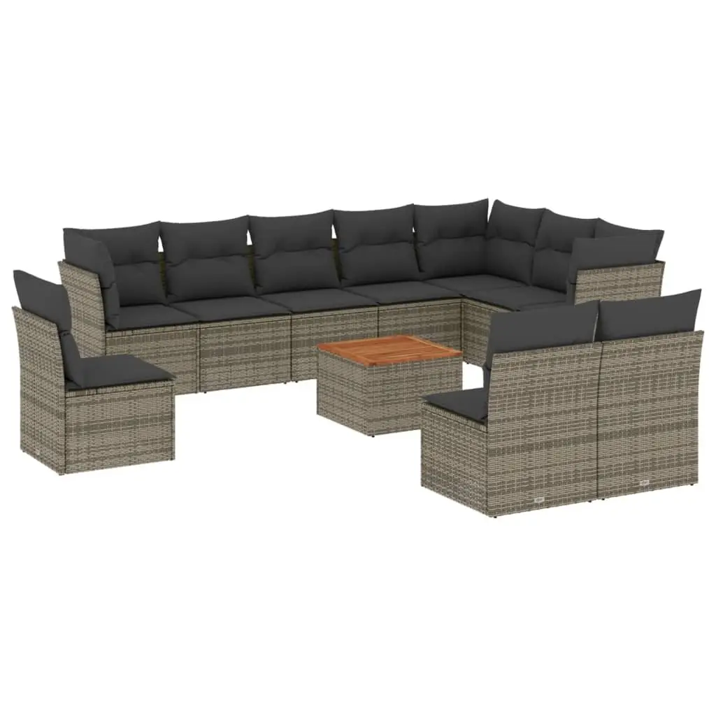 11 Piece Garden Sofa Set Outdoor Furniture Patio Sectional Grey