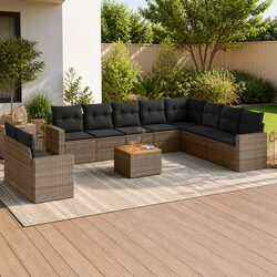 Value-Driven 11 Piece Garden Sofa Set with Grey Rattan