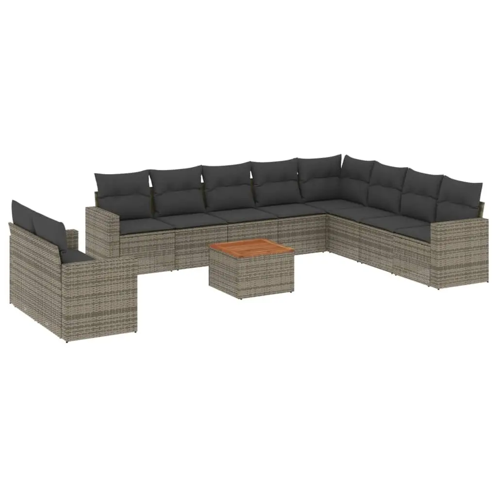 11 Piece Garden Sofa Set Outdoor Furniture Patio Sectional Grey Rattan Cushions