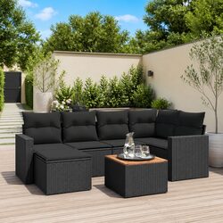 Comfortable Black 7-Piece Outdoor Sofa Set for Gardens