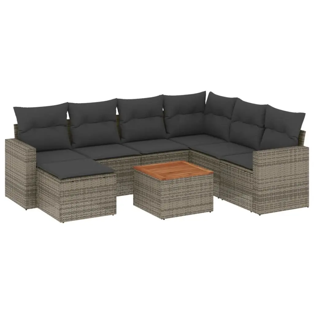 Outdoor Garden Sofa Set 8 Piece Modular Sectional Grey Poly Rattan Patio Furniture