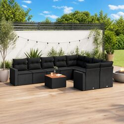 Comfort Meets Style: 10 Piece Black Outdoor Sofa Set