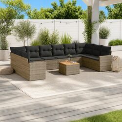 11 Piece Grey Rattan Modular Sofa Set for Gardens