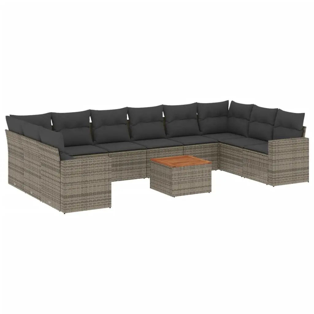 Outdoor Sectional Sofa Set Modular 11 Piece Grey Poly Rattan Garden Furniture