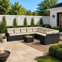 Comfortable 11 Piece Black Rattan Sofa Set for Every Home