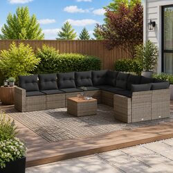 Reliable 11-Piece Grey Outdoor Sofa Set for Comfort