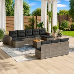 Reliable 11-Piece Grey Garden Sofa Set for Comfort