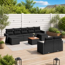 Comfortable 10-Piece Black Garden Sofa Set for You