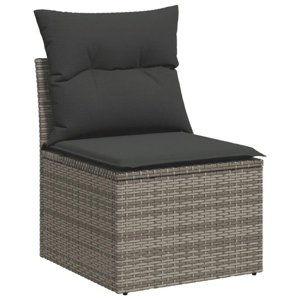 Outdoor Sectional Sofa Set 10 Piece Grey Poly Rattan Garden Furniture