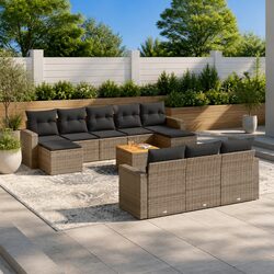 Comfortable 11-Piece Outdoor Sectional in Grey