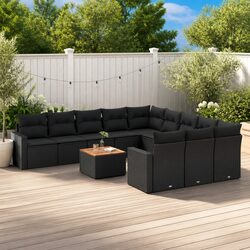Comfortable and Affordable 12 Piece Black Rattan Sofa Set