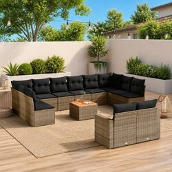 Comfortable 13 Piece Grey Outdoor Sofa Set