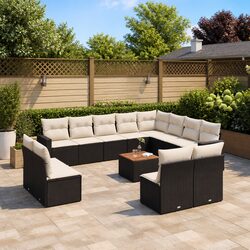 Comfortable 13-Piece Black Rattan Sofa Set for Relaxation