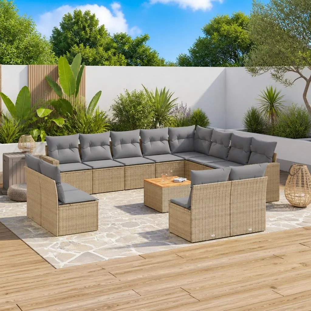 Outdoor Sectional Sofa Set 13 Piece Patio Garden Furniture Beige