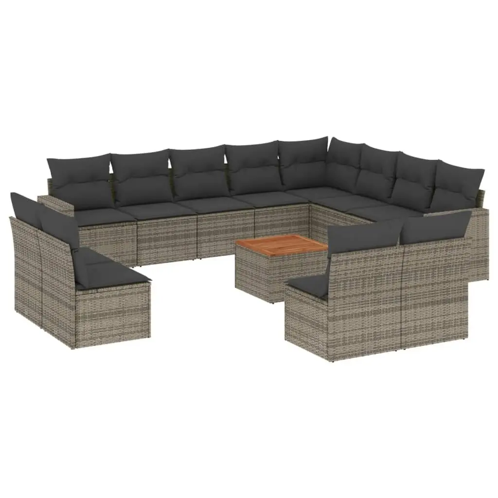 Outdoor Sectional Sofa Set 13 Piece Grey Garden Furniture with Cushions Modular