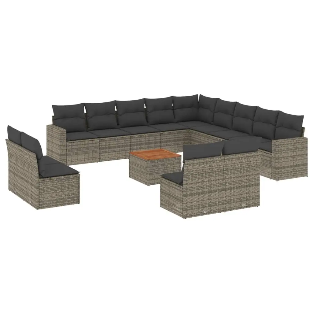 Outdoor Sectional Sofa Set 14 Piece Garden Furniture Grey Poly Rattan Modular