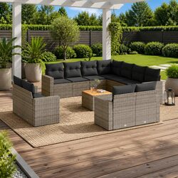 Reliable 12 Piece Outdoor Sectional Sofa in Grey
