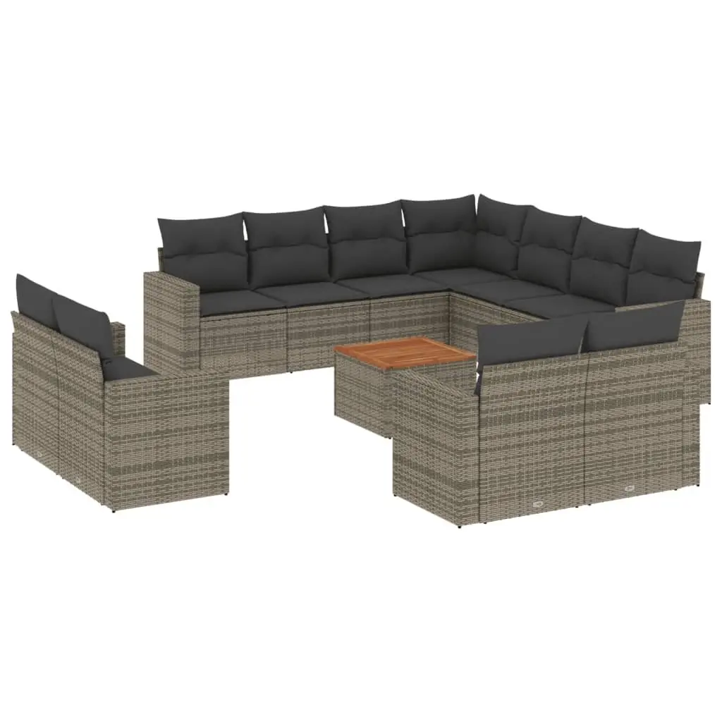 Outdoor Sectional Sofa Set 12 Piece Garden Furniture Grey Poly Rattan