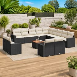 Comfortable and Stylish 14-Piece Black Outdoor Sofa Set