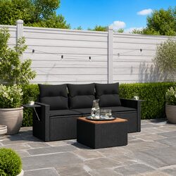 Value-Packed Black Poly Rattan Outdoor Sofa Set