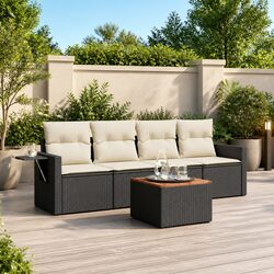Reliable Black Poly Rattan Outdoor Sofa Set with Comfort