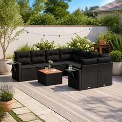 Comfortable and Durable 9-Piece Black Sofa Set
