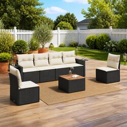 Comfortable 7-Piece Outdoor Sofa Set – Black