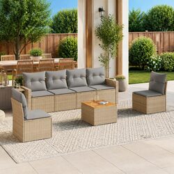 Value-Packed 7-Piece Outdoor Sectional Sofa Set in Beige