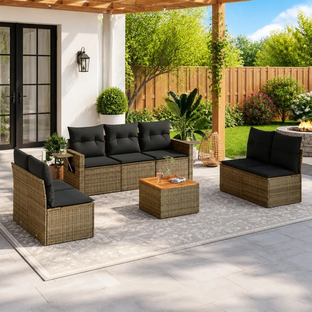 8 Piece Grey Outdoor Sofa Set
