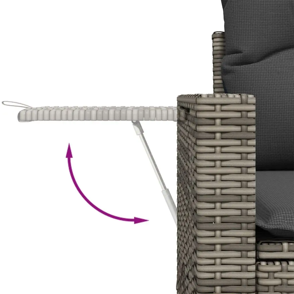 Outdoor Sectional Sofa Set 9 Piece Grey Poly Rattan Garden Furniture with