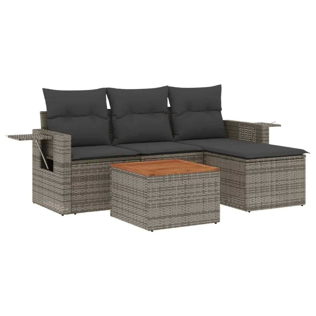 5 Piece Grey Outdoor Sofa Set for Lasting Use