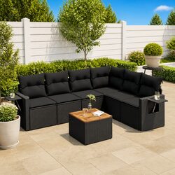 Reliable 7-Piece Black Rattan Outdoor Sofa Set