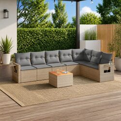 Reliable 8-Piece Beige Sectional Sofa Set for Outdoors
