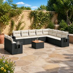 Comfortable 11 Piece Black Garden Sofa Set