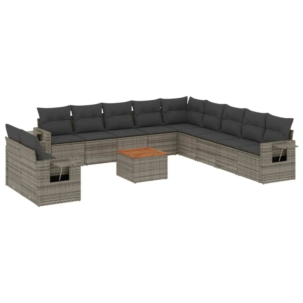 12 Piece Outdoor Garden Sofa Set Sectional Modular Grey Poly Rattan Patio