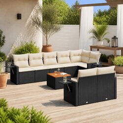 Comfort Meets Style: 9-Piece Black Outdoor Sofa Set