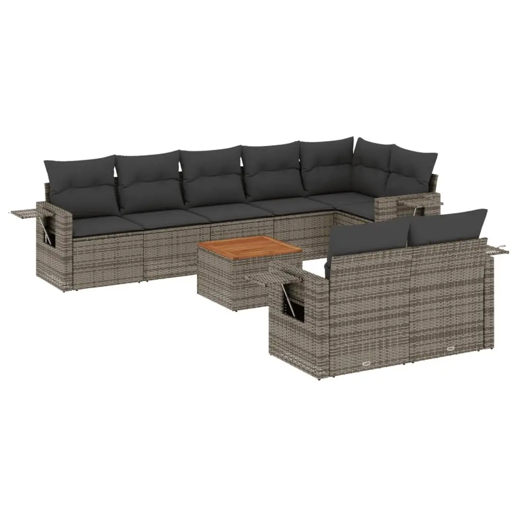 9-Piece Grey Outdoor Sofa Set with Flexibility