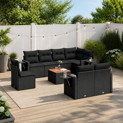 Quality 9-Piece Outdoor Sectional Sofa Set in Black