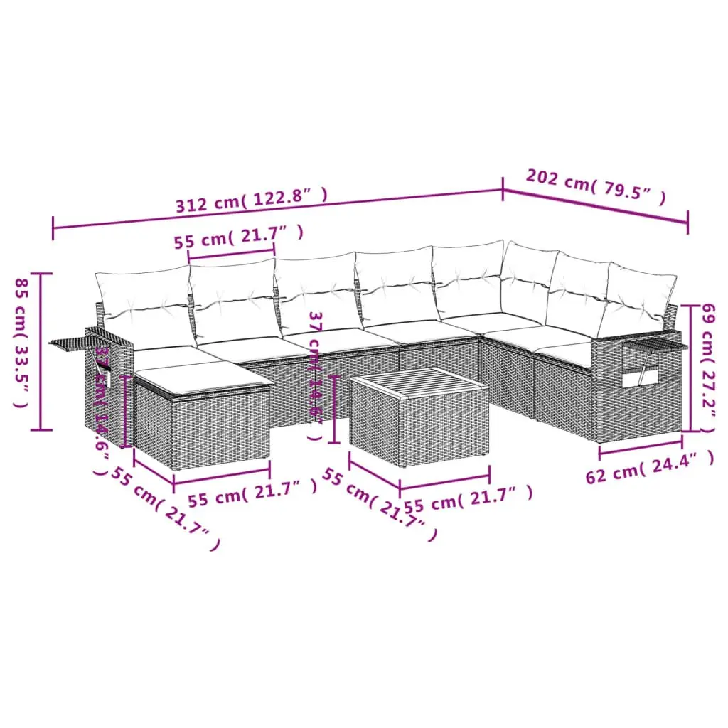 9 Piece Outdoor Sofa Set for Lasting Use