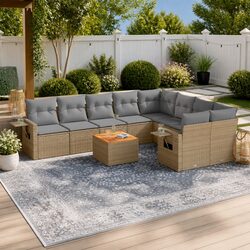 10-Piece Beige Garden Sofa Set - Comfort Meets Durability