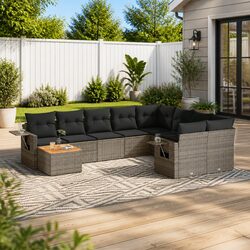 Comfortable and Durable 10 Piece Grey Garden Sofa Set